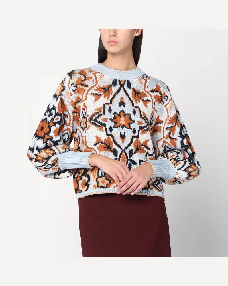 FARM Rio Hellblauer Pullover mit Gobelindetail Blau