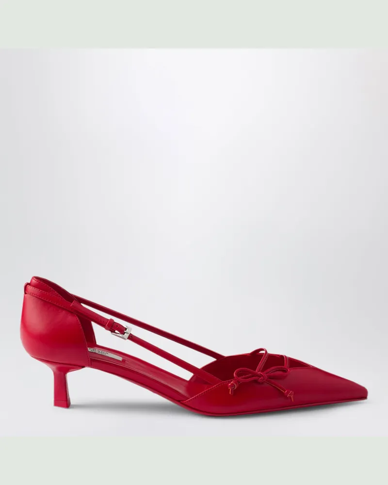 Prada Seitlich offene Pumps aus rotem Leder Red