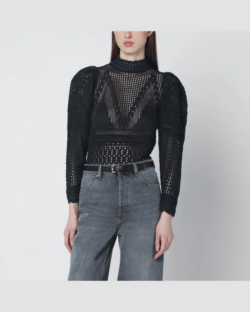 Isabel Marant Dahara schwarzes Oberteil aus Lochstrick Black