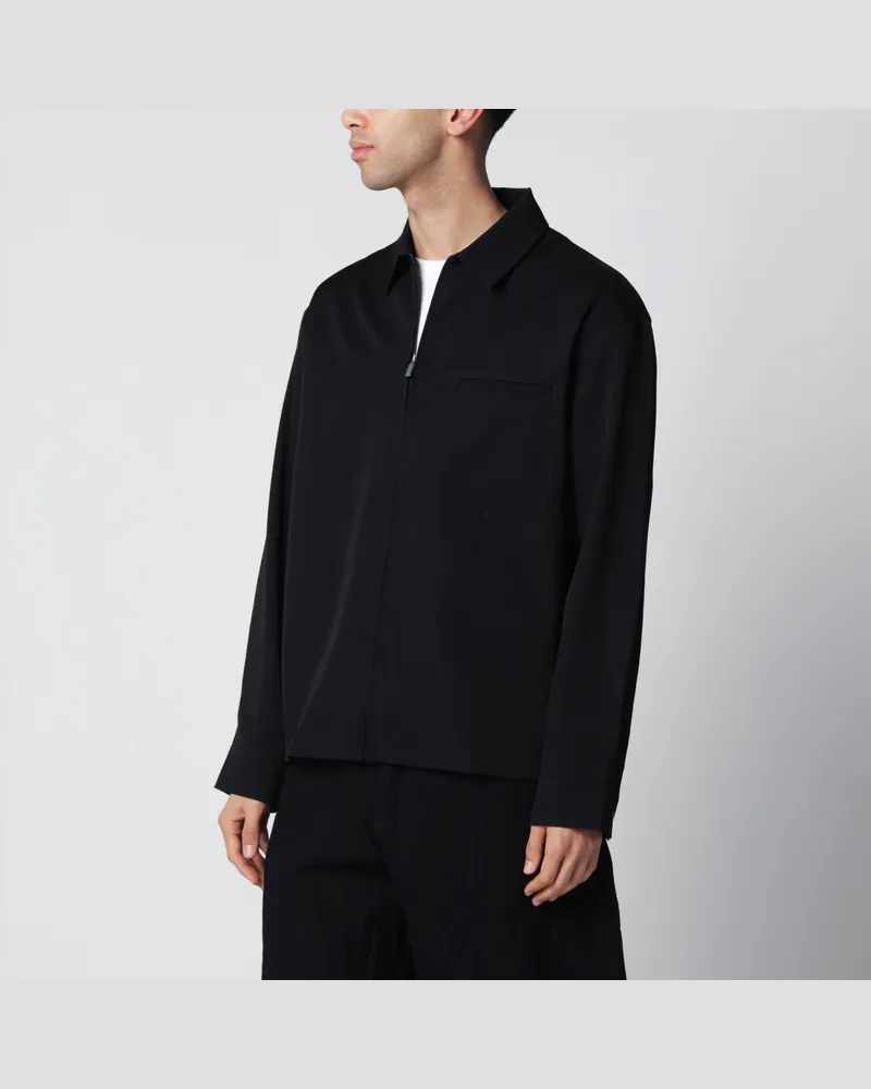 Jacquemus Mecano Hemd mit Reißverschluss aus schwarzer Wolle Black