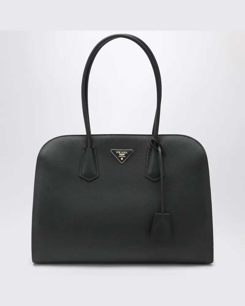 Prada Große Shopping-Bag aus schwarzem Leder Schwarz