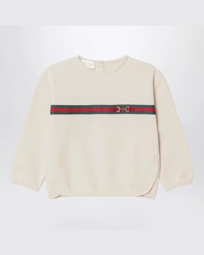 Gucci Elfenbeinfarbenes Sweatshirt mit Trensendetail Weiß