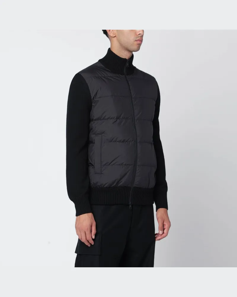 Moncler Schwarzer gesteppter Cardigan mit Reißverschluss Schwarz