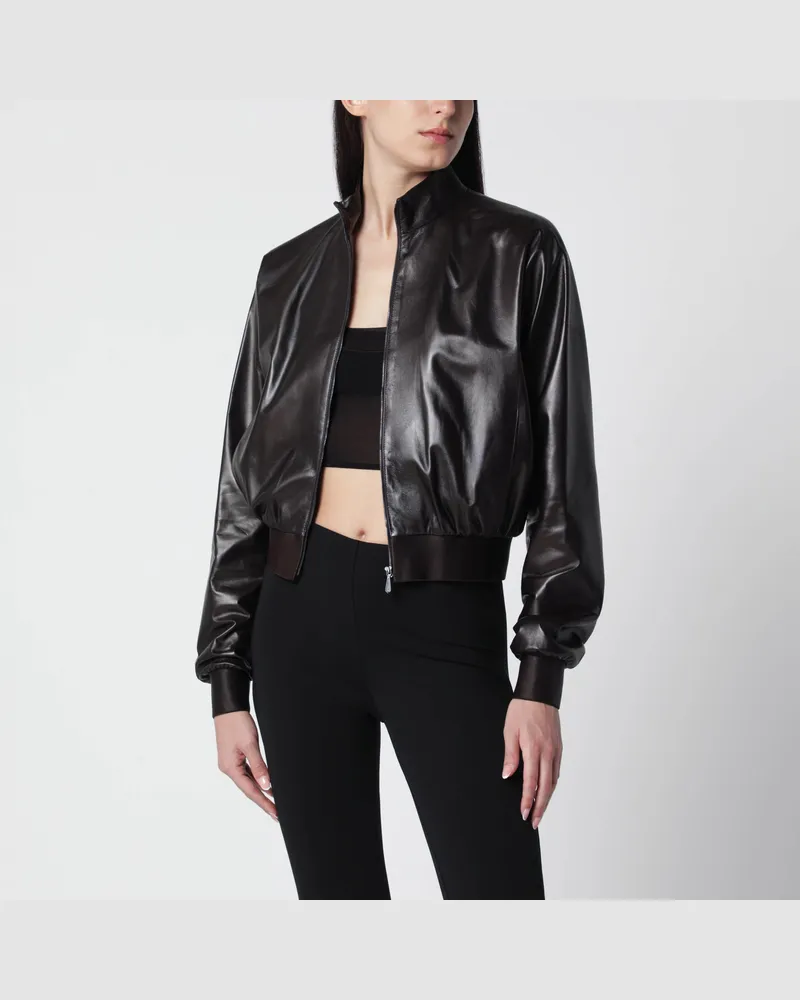 Gucci Bomber aus weichem Nappaleder in Dunkelbraun Brown