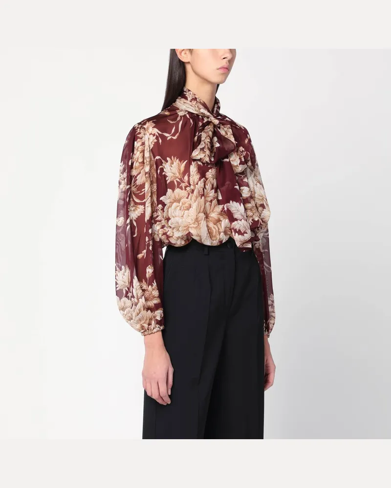Dolce & Gabbana Chiffonbluse mit Rosenmuster Rosa