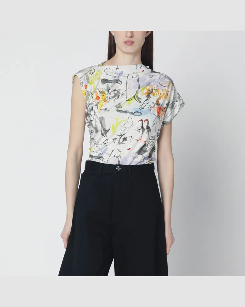 Vivienne Westwood Asymmetrisches Hebo-T-Shirt mit Wonderland-Print Multicolor