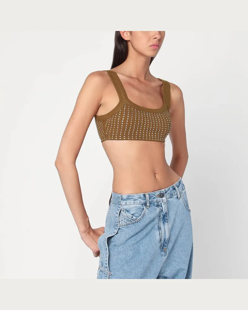 ATTICO Militärgrünes Top mit Strass Grün