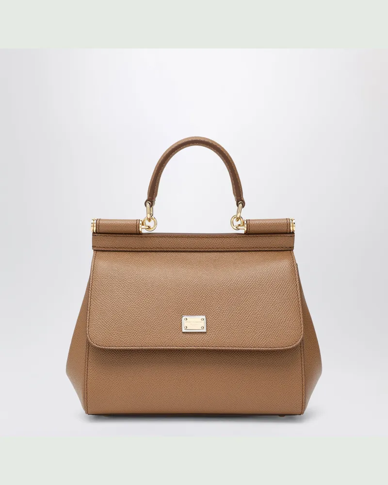Dolce & Gabbana Mittlere karamellfarbene Sicily Handtasche Brown