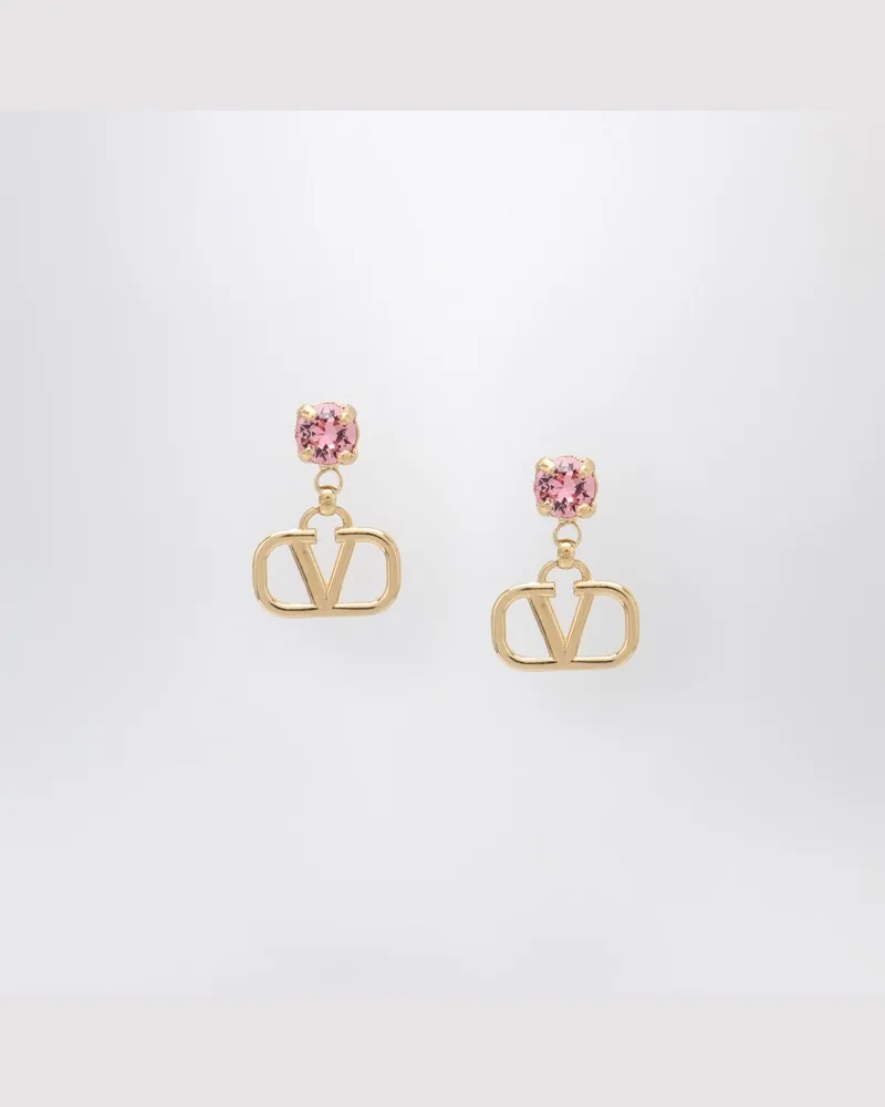 Valentino Garavani Goldene VLogo Signature-Ohrringe mit rosa Swarovski Metallisch
