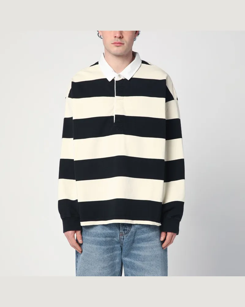Alexander McQueen Gestreiftes Oversize-Poloshirt schwarz/elfenbein Schwarz