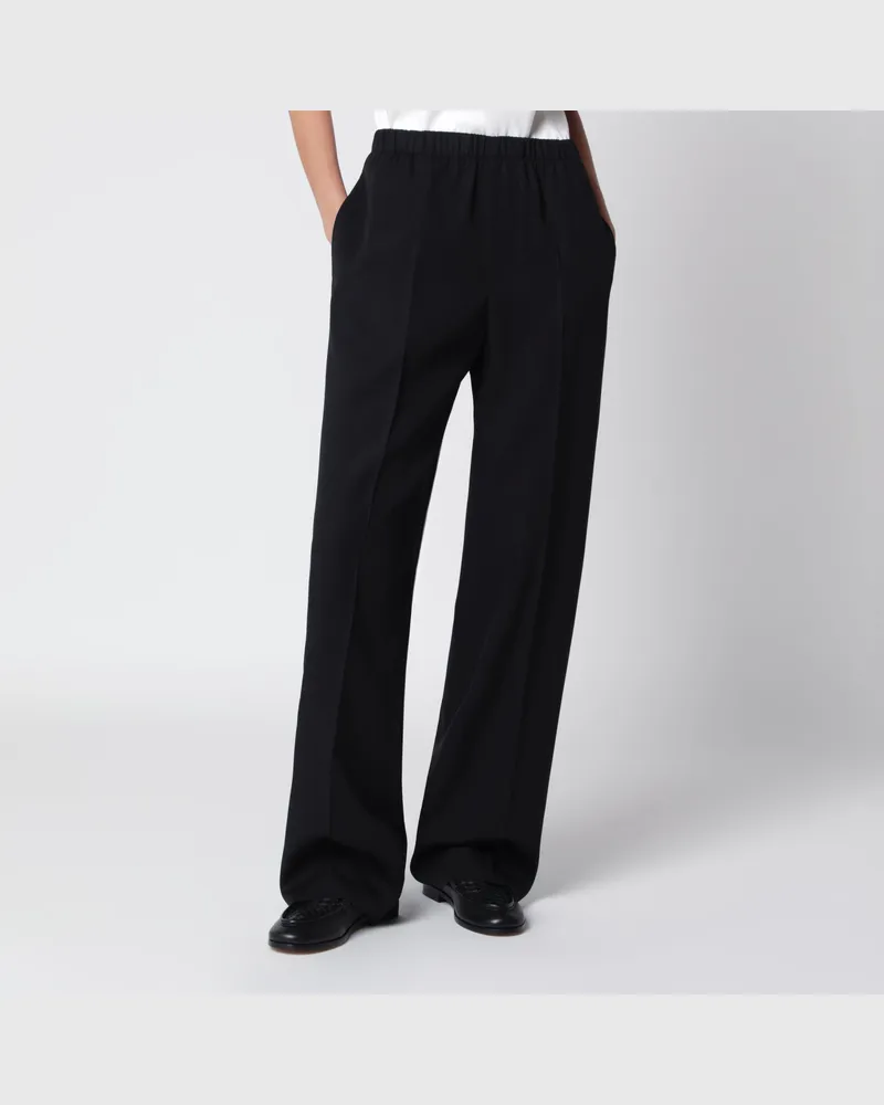 Bottega Veneta Weite Hose aus Grain-de-Poudre-Wolle in Schwarz Black
