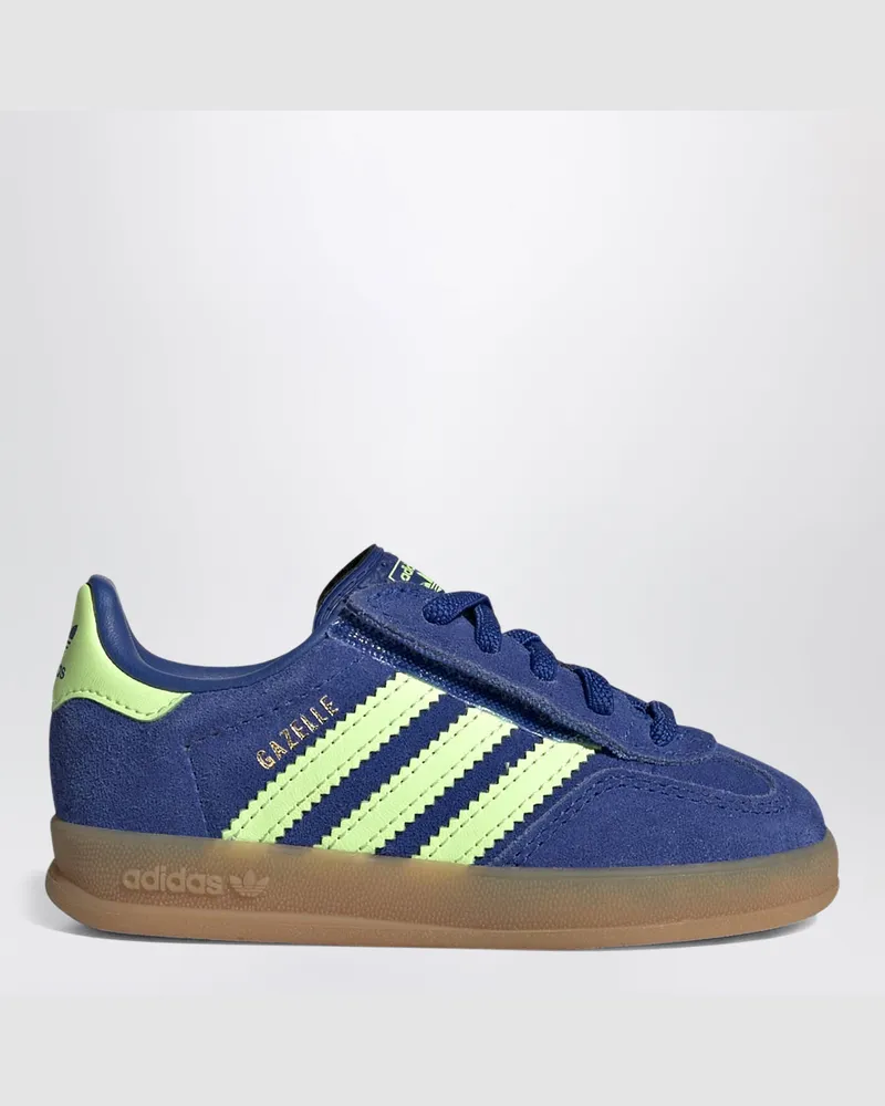 adidas Gazelle Indoor Sneaker in Royal Blue / Green Spark / Gold Metallic Blue