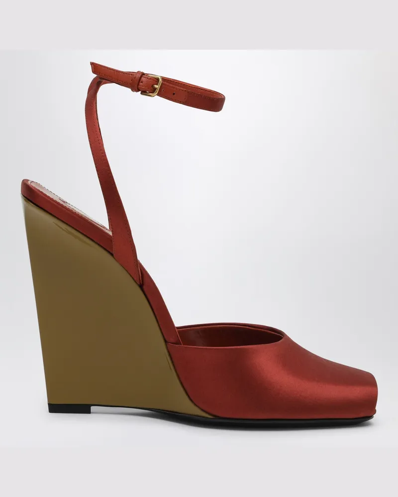 Saint Laurent Zeppe La Scandale in satin rostfarbe Brown