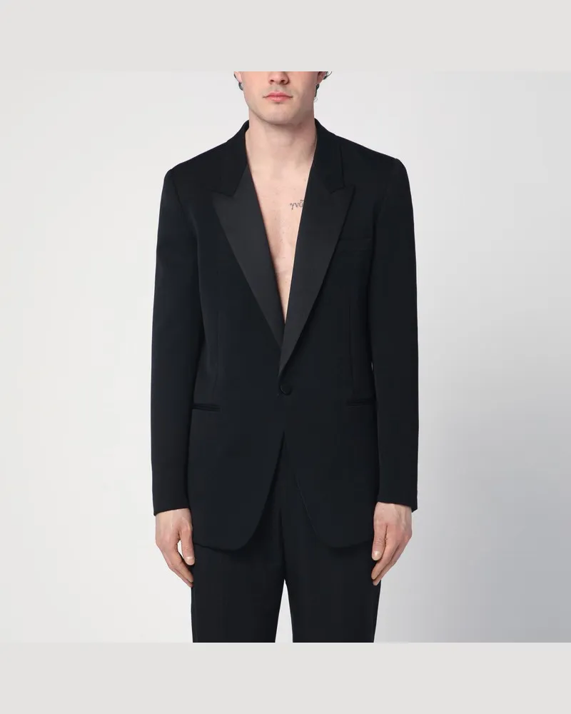 Saint Laurent Schwarze Smokingjacke aus Grain de Poudre Schwarz