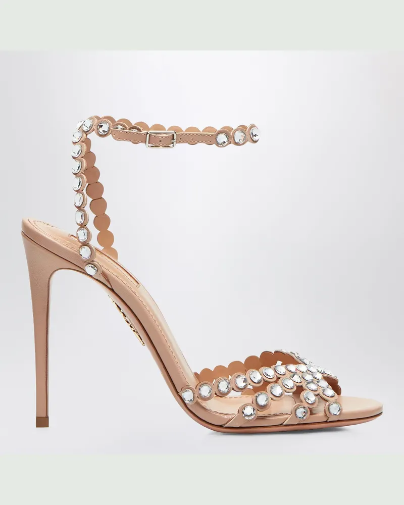 Aquazzura Sandalen Tequila 105 aus Nappa mit Kristallen Pink