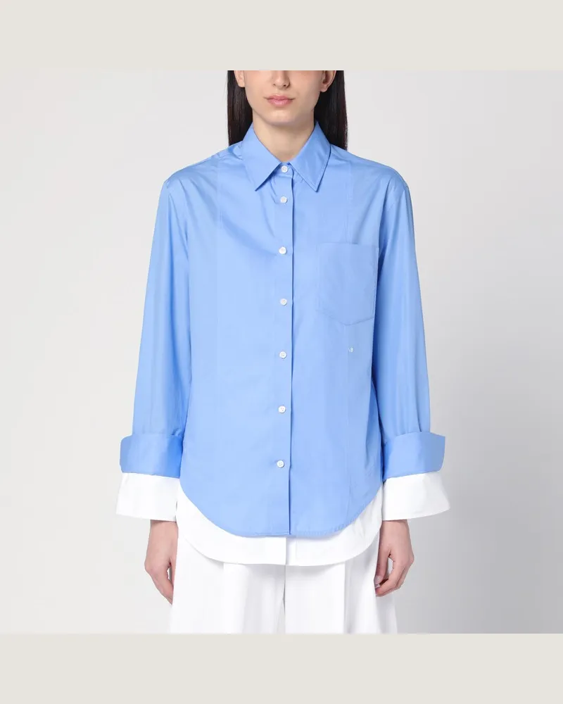 Victoria Beckham Zweilagiges Hemd in Hellblau/Weiß Blau