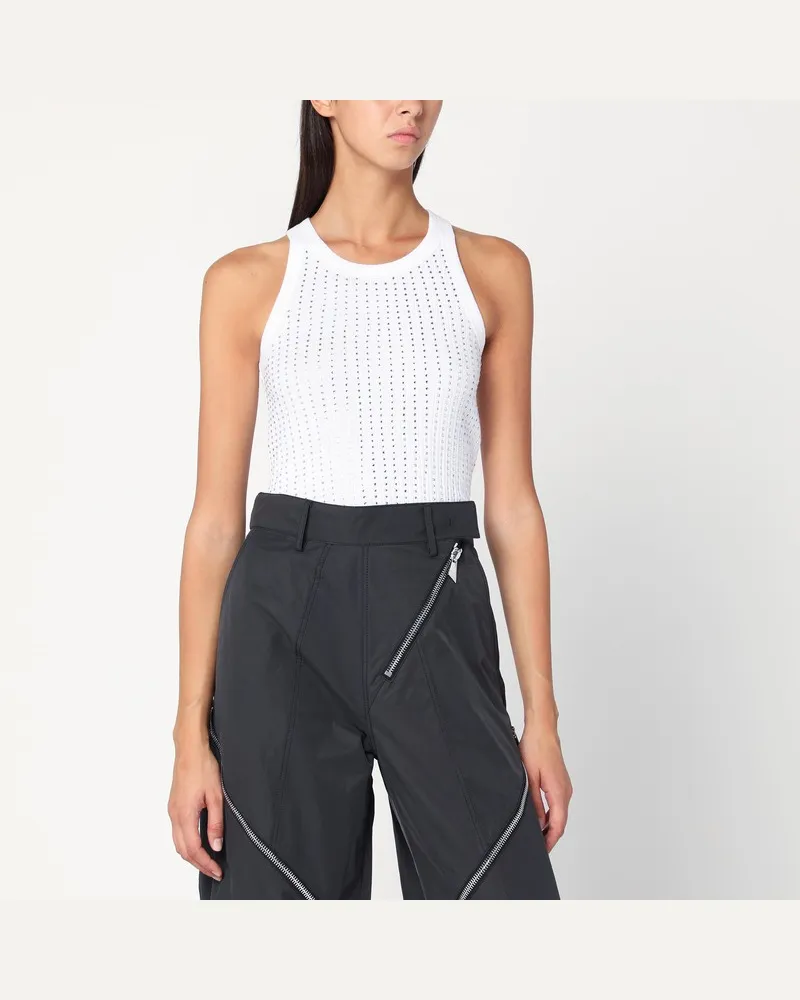 ATTICO Weißes Tanktop mit Strass Weiß