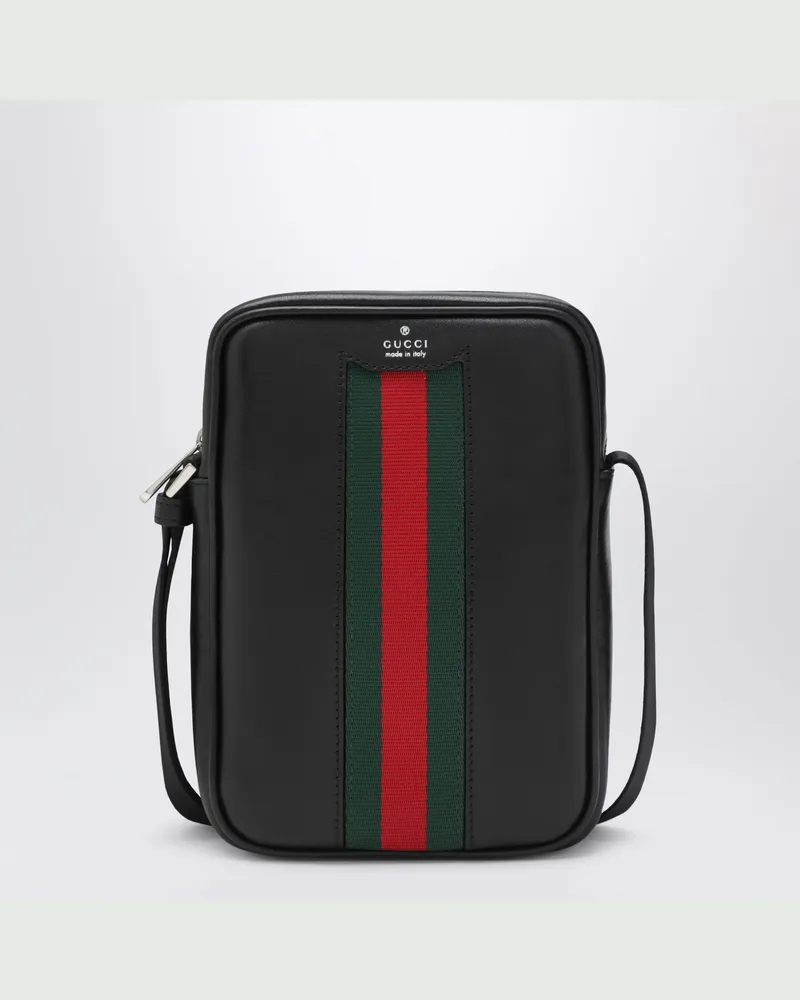 Gucci Tasche aus schwarzem Leder mit Web-Detail Black