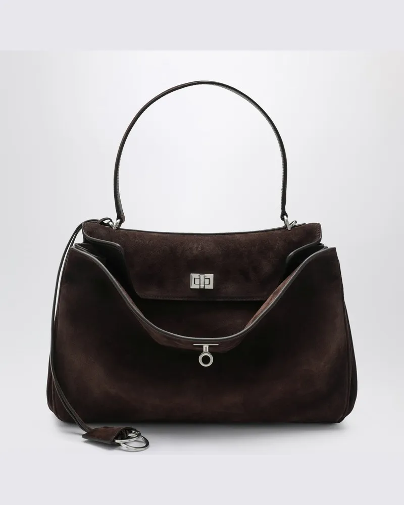 Balenciaga Mittlere braune Rodeo-Tasche aus Wildleder Braun