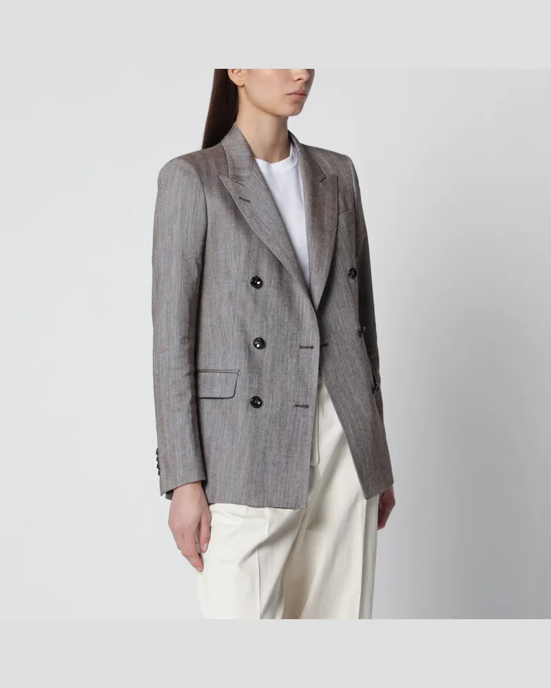 Tagliatore Zweireihige Jacke aus Leinenmischung Brown