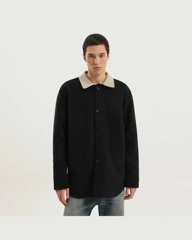 1989 STUDIO Hemdjacke aus blauer Wolle Blue