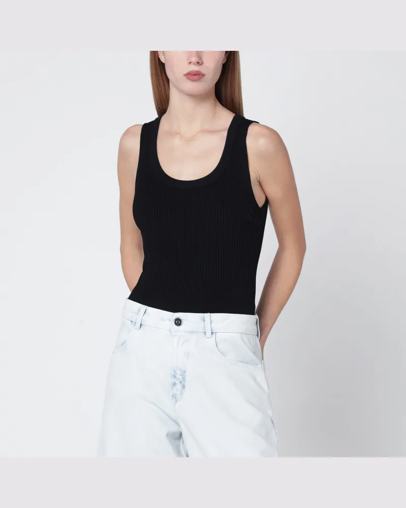 Alaïa Black ribbed knit bodysuit Black