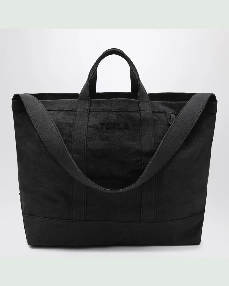 TEKLA Strandtasche aus schwarzer Baumwolle Black