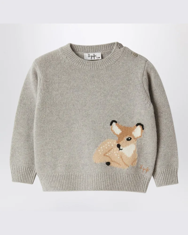 Il Gufo Grau melierter Pullover aus Wolle Grey