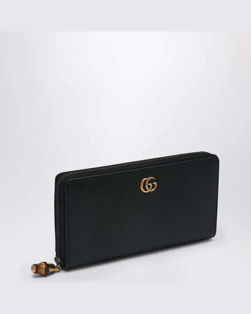 Gucci Schwarze Reißverschluss-Geldbörse mit Bambusdetail Schwarz