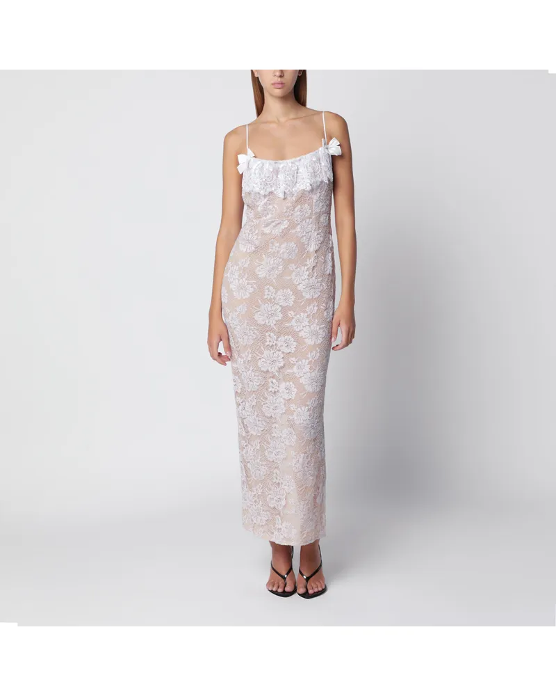 Alessandra Rich Lavendelfarbenes Slipdress aus Spitze White