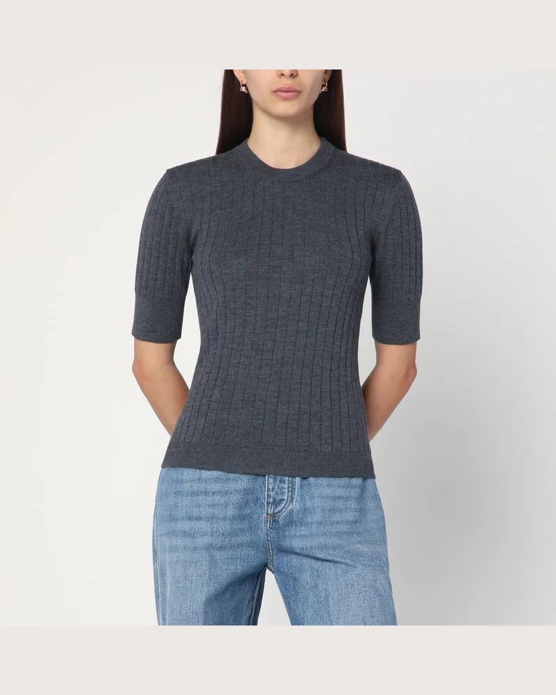 Bottega Veneta Anthrazitgrauer Wollpullover Grau