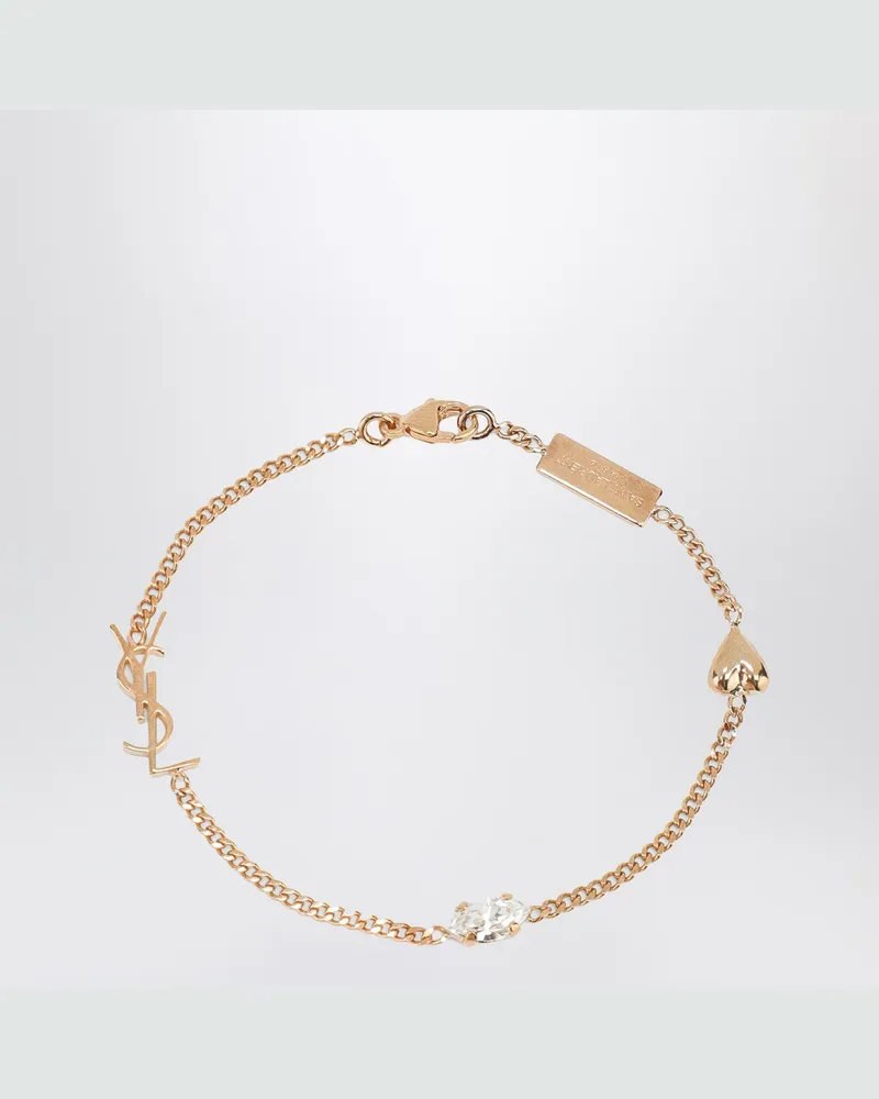 Saint Laurent Cassandre Herz-Charm-Armband mit Strass 