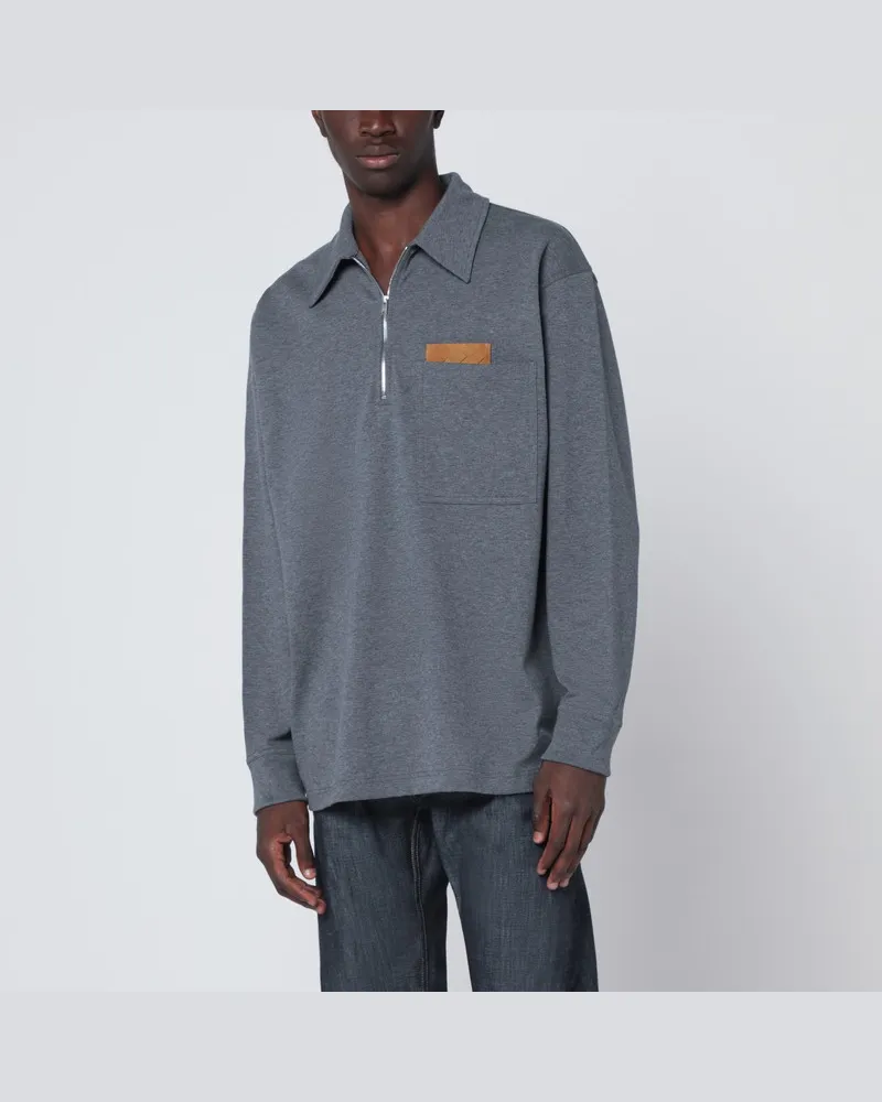 Bottega Veneta Dunkelgraues Polo mit Intrecciato-Detail Grau