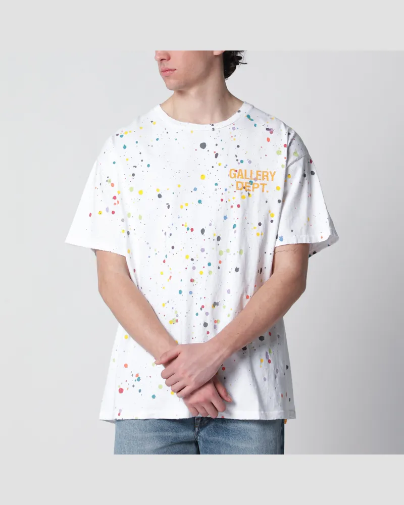 GALLERY DEPT. Weißes T-Shirt mit Logoprint und Spritzern White
