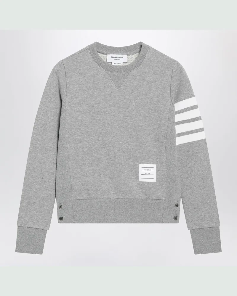 Thom Browne Hellgraues 4-Bar Rundhals-Sweatshirt aus Baumwolle Grey