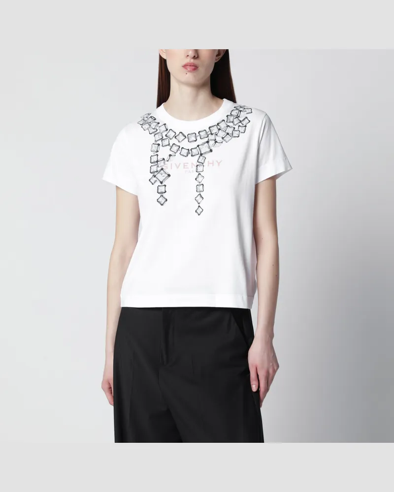 Givenchy Baumwoll-T-Shirt mit Deconstructed-Crystals-Print in Weiß White