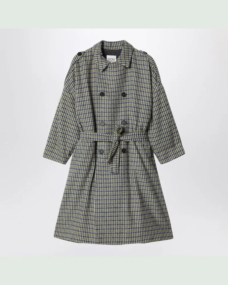 DOUUOD Doppelreihiger Trenchcoat mit Karomuster aus Wollmischung Beige