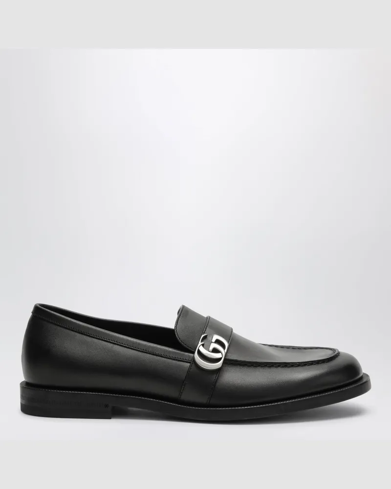 Gucci Schwarze Loafer aus gebürstetem Leder mit Double G Black