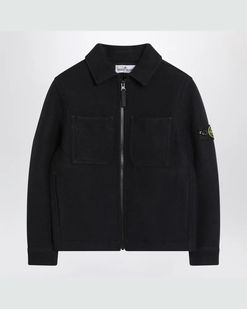 Stone Island Marineblaue Jacke aus Wollmischung Blue