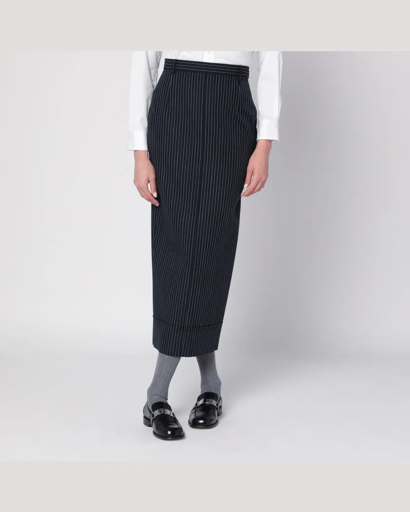 Thom Browne Dunkelblauer Bleistiftrock mit Nadelstreifen Blau