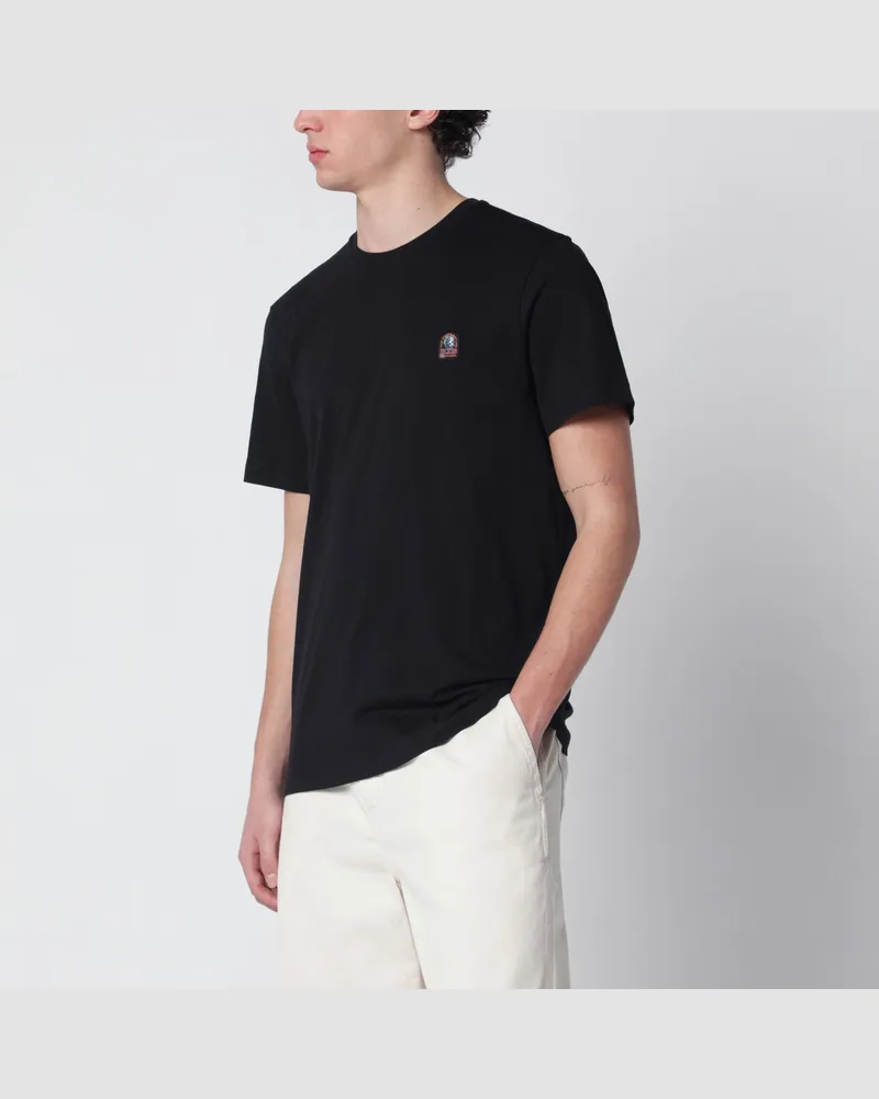 Parajumpers Schwarzes Regular-Fit-T-Shirt mit Logo-Patch Black