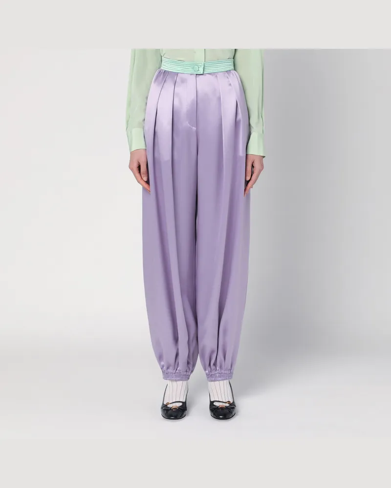 Valentino Garavani Breite lila Seidenhose Purple