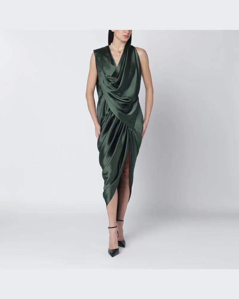 Vivienne Westwood Grünes drapiertes Satin-Midikleid Grün