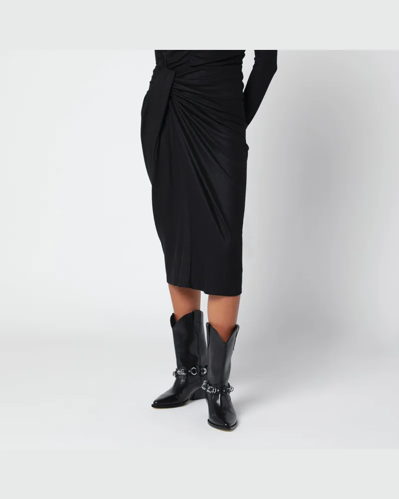 Isabel Marant Jeldia schwarzer Midirock aus Flanelljersey Black