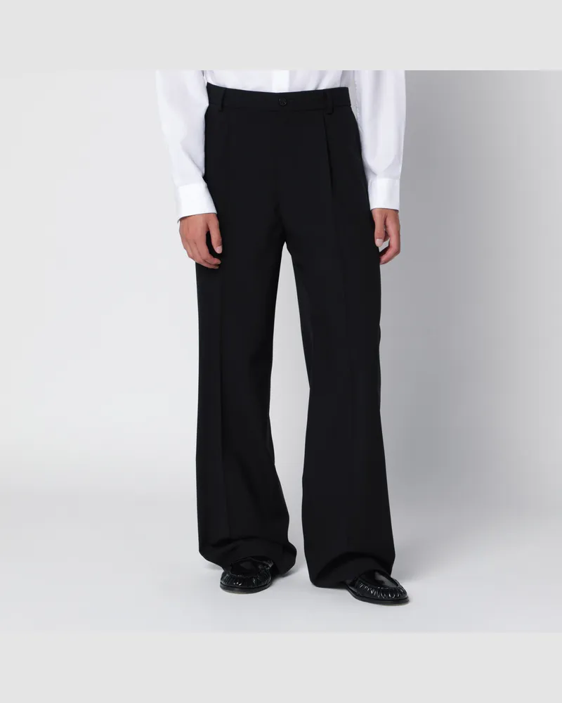 Dries van Noten Penrud Schwarze Wollhose Black