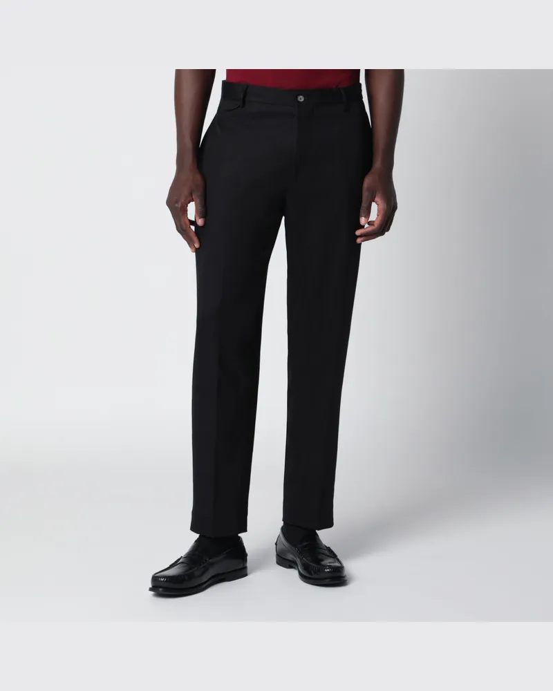 Biagio Santaniello Schwarze Hose aus Baumwolle und Leinen Black