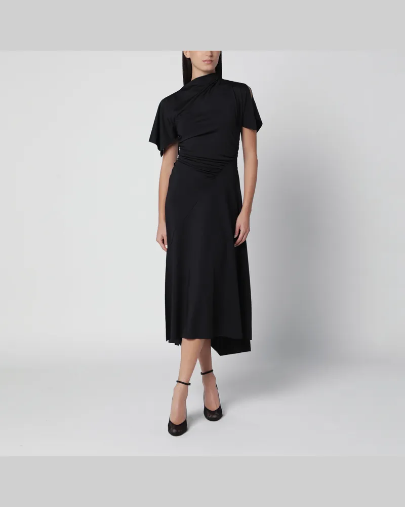 Victoria Beckham Schwarzes Midikleid aus recyceltem Polyester Black