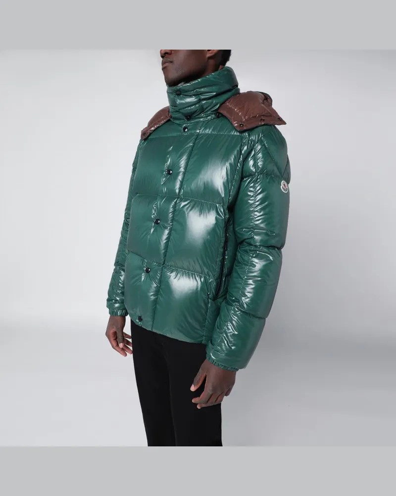 Moncler Daunenjacke aus grünem Nylon laqué Grün