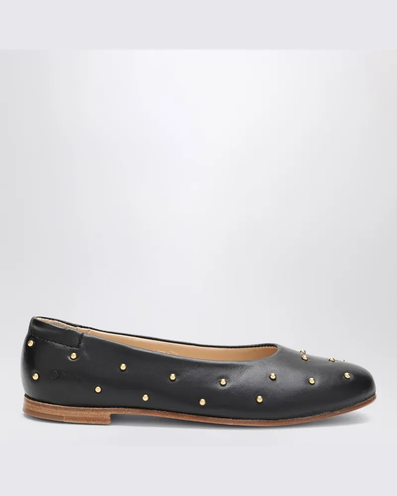 Chloé Schwarze Ballerinas mit kleinen Nieten Schwarz