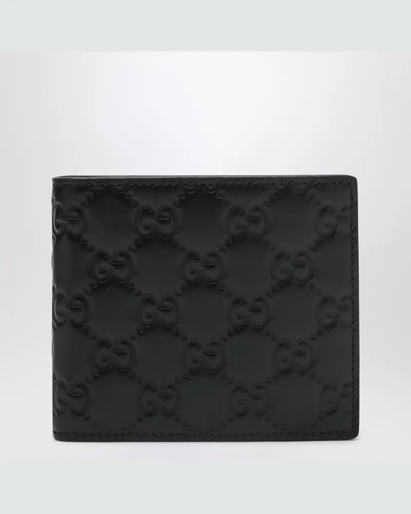 Gucci Schwarzes GG-Emblem-Bi-Fold-Portemonnaie mit Münzfach Black